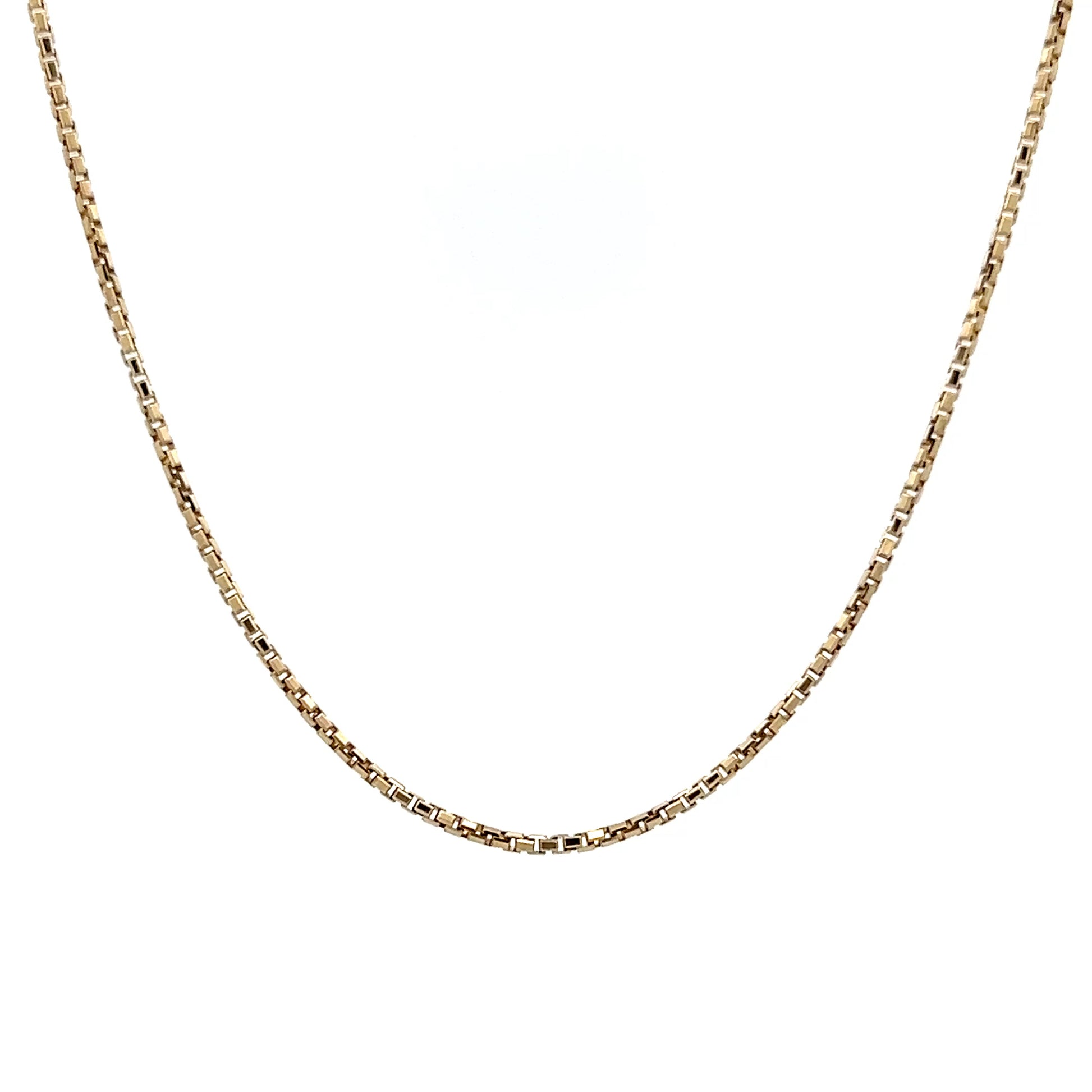 16" Square Link Box Chain Necklace 14k Yellow Gold