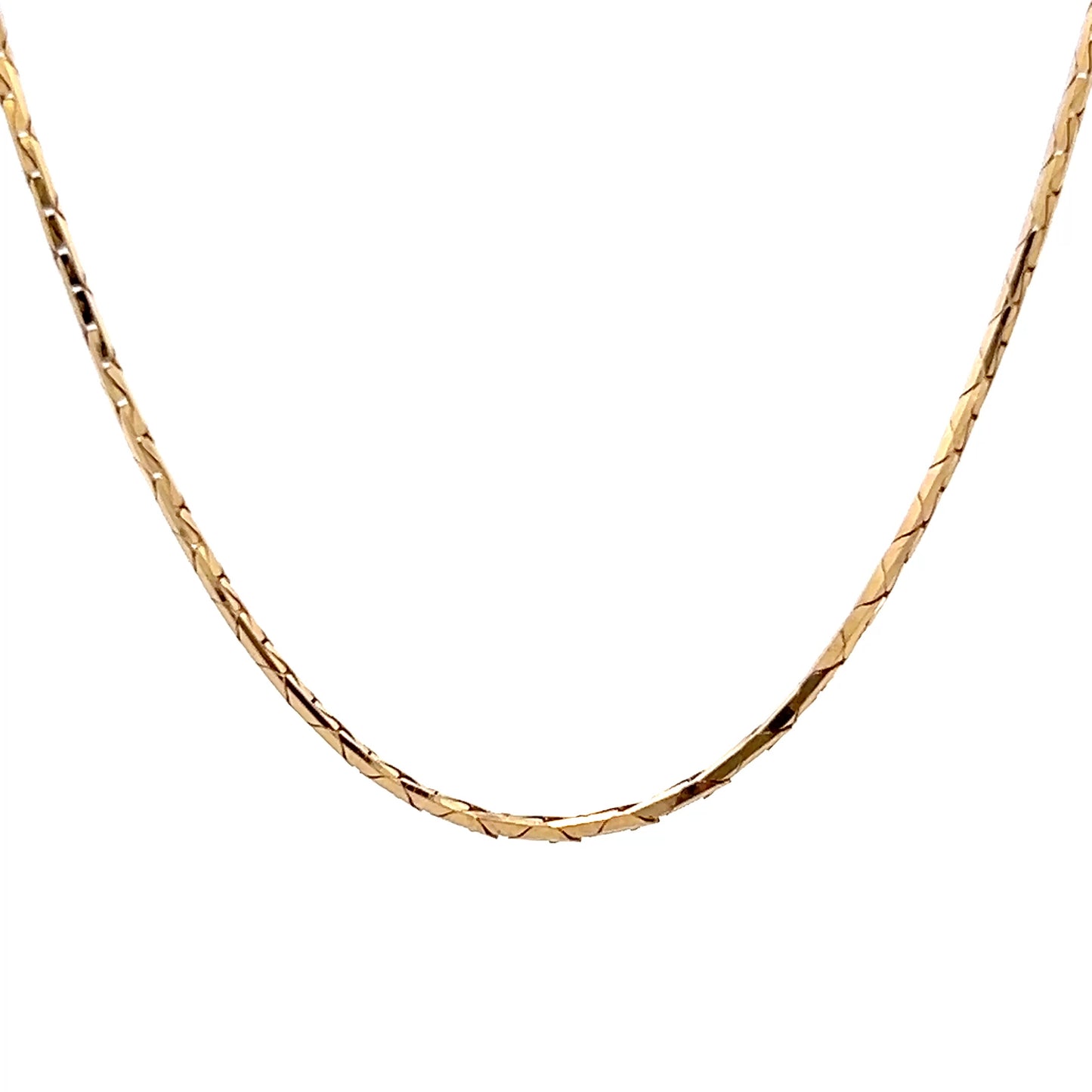 16" Triangular Box Chain Necklace 14k Yellow Gold