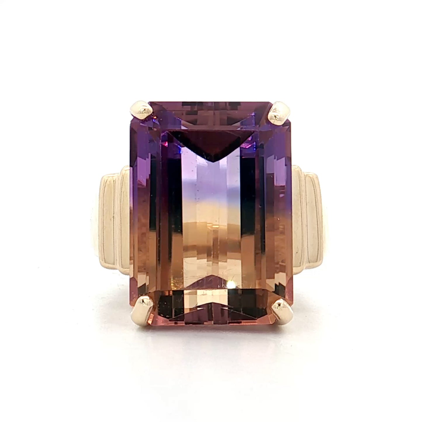 17.25 Vintage Ametrine Cocktail Ring 14k Yellow Gold
