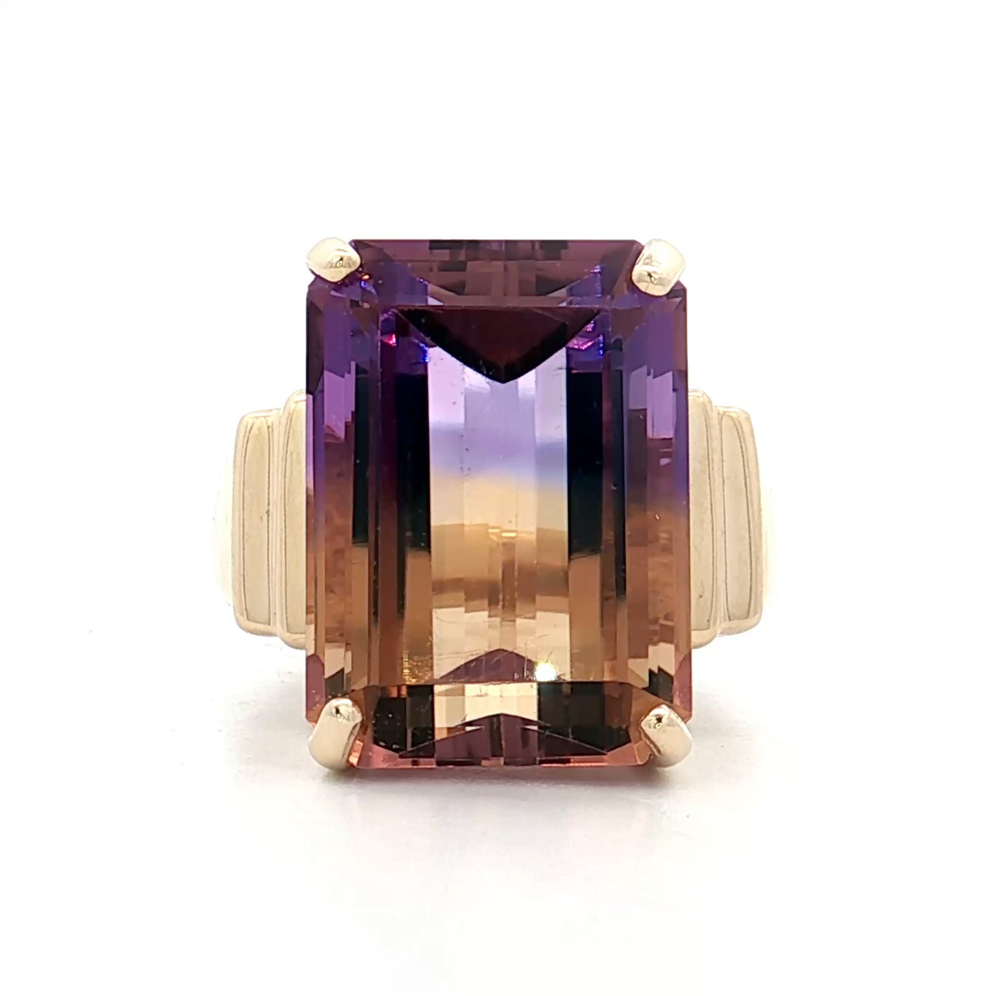 17.25 Vintage Ametrine Cocktail Ring 14k Yellow Gold