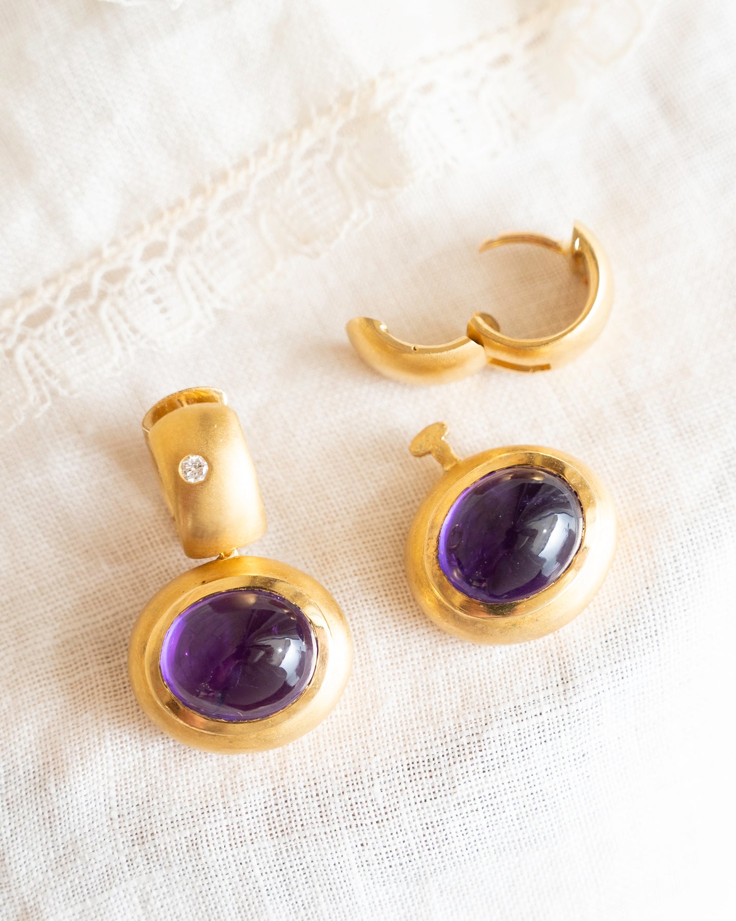 9.40 H. Stern Amethyst Convertible Hoop Earrings 18k