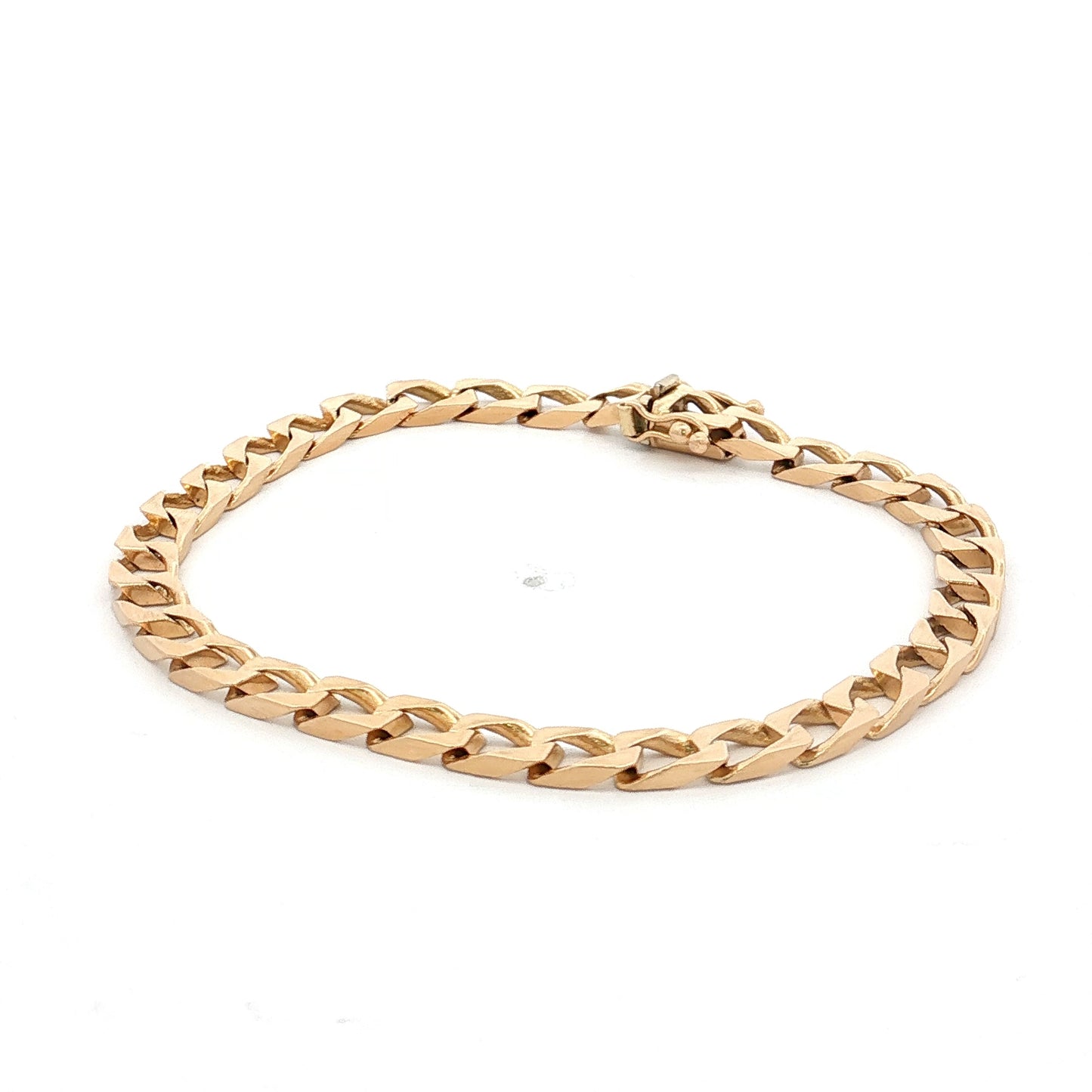 7.5" Flat Curb Link Chain Bracelet 14k Yellow Gold