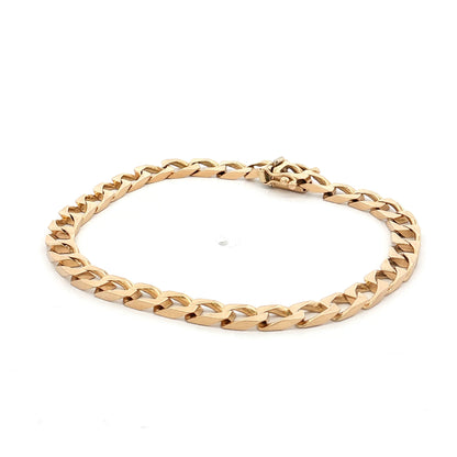 7.5" Flat Curb Link Chain Bracelet 14k Yellow Gold