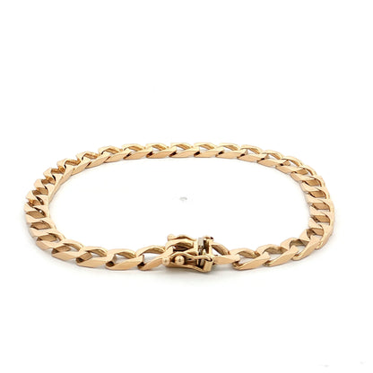 7.5" Flat Curb Link Chain Bracelet 14k Yellow Gold