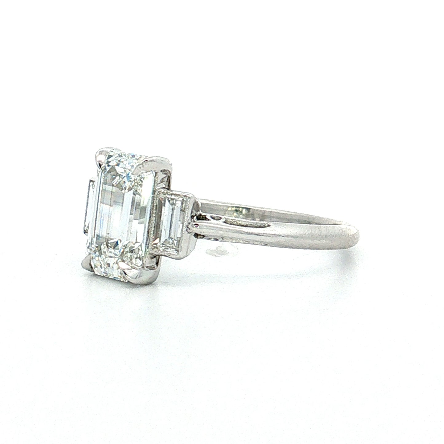 1.66 Emerald Cut Diamond Engagement Ring Platinum
