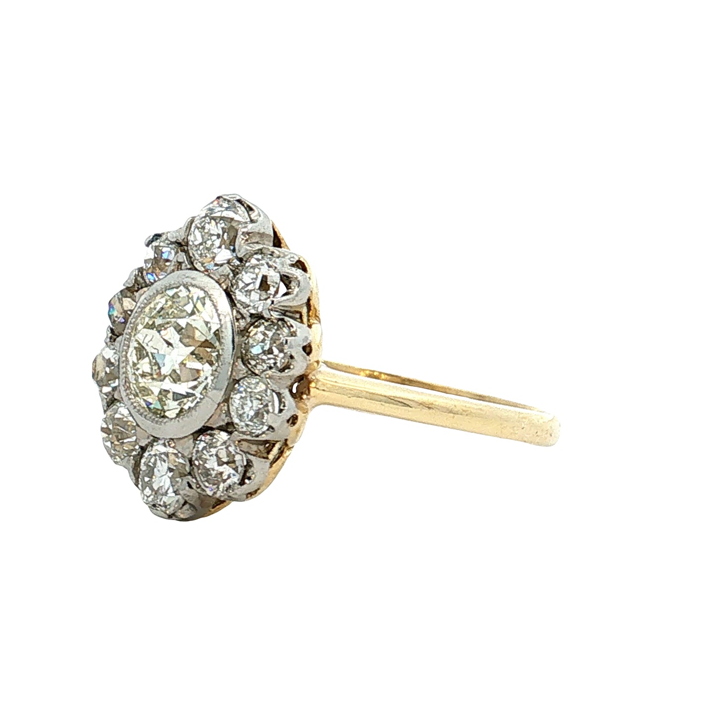 .77 Old European Diamond Halo Ring Platinum & 18k