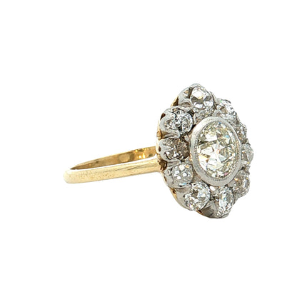 .77 Old European Diamond Halo Ring Platinum & 18k