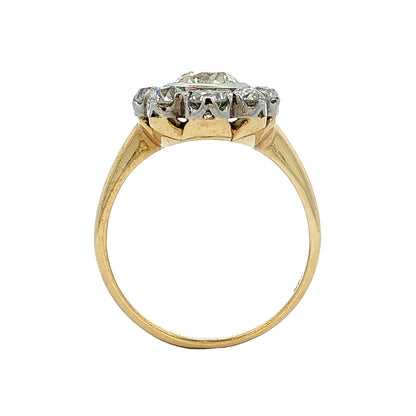.77 Old European Diamond Halo Ring Platinum & 18k