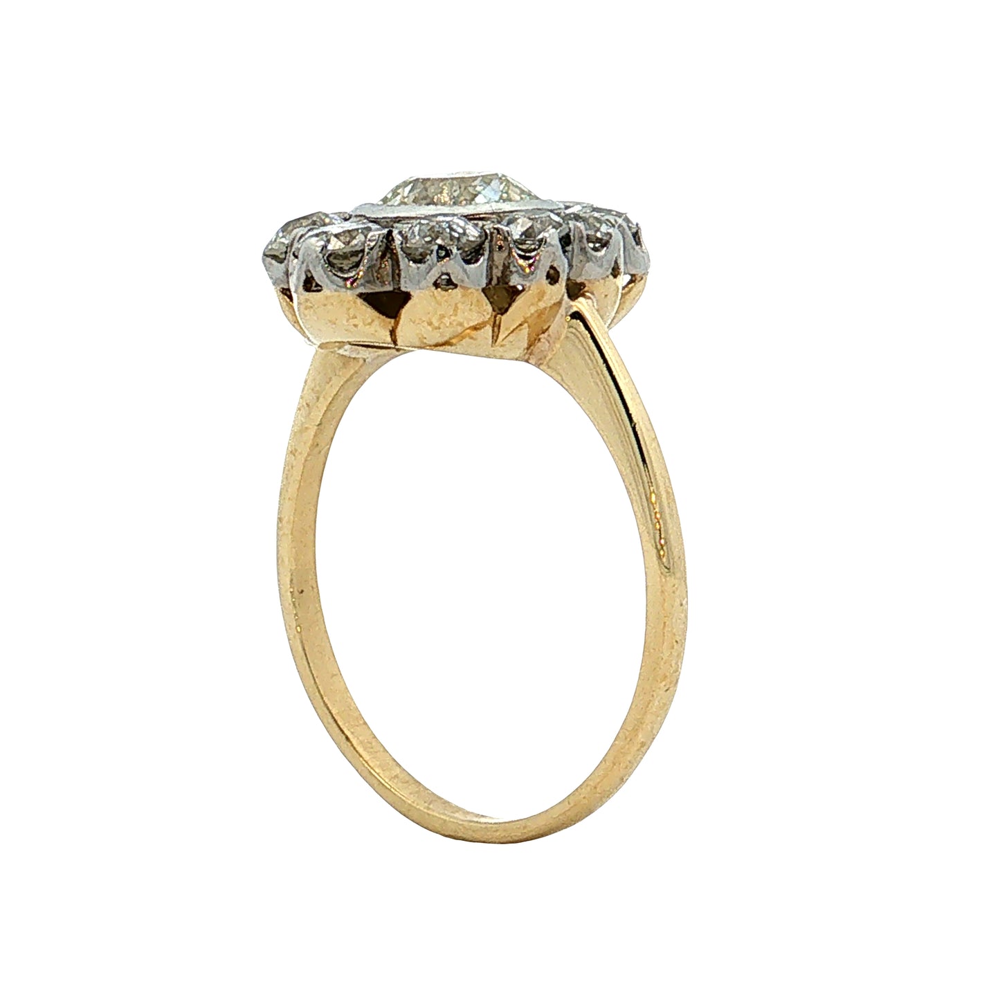 .77 Old European Diamond Halo Ring Platinum & 18k
