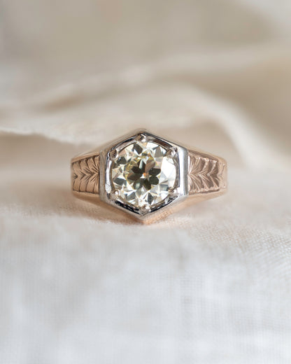 1.80 Art Deco Mens Diamond Ring in 14k Rose/White Gold