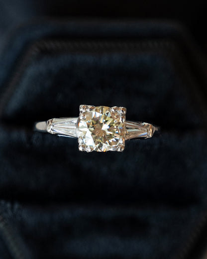 1.11 Vintage Round Diamond Engagement Ring in Platinum