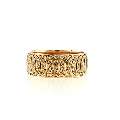 Vintage Mid-Century Engraved Men's Wedding Band 14k