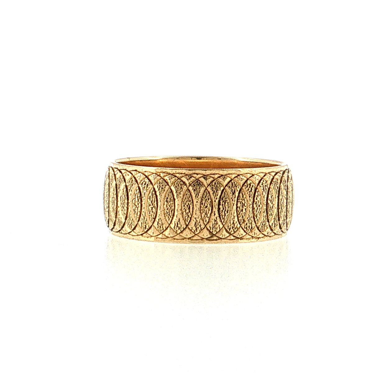 Vintage Mid-Century Engraved Men's Wedding Band 14k