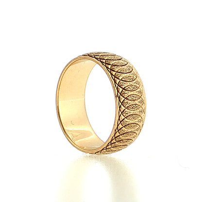 Vintage Mid-Century Engraved Men's Wedding Band 14k