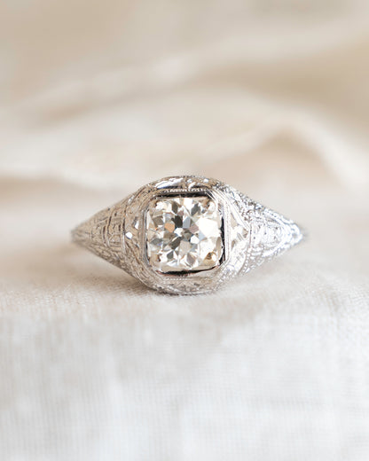 .73 Antique Diamond Engagement Ring in 18k White Gold