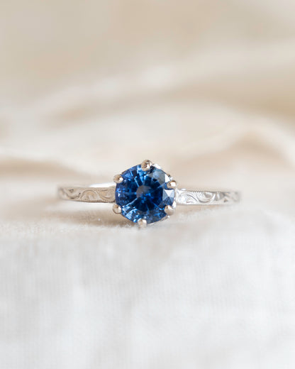 1.00 Antique Deco Sapphire Engagement Ring 14k