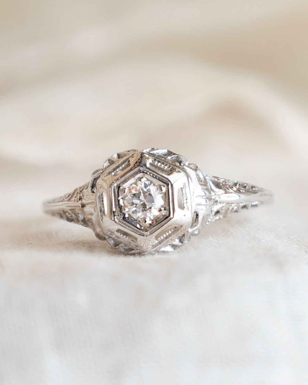 .13 Antique Deco Diamond Solitaire Engagement Ring 18k