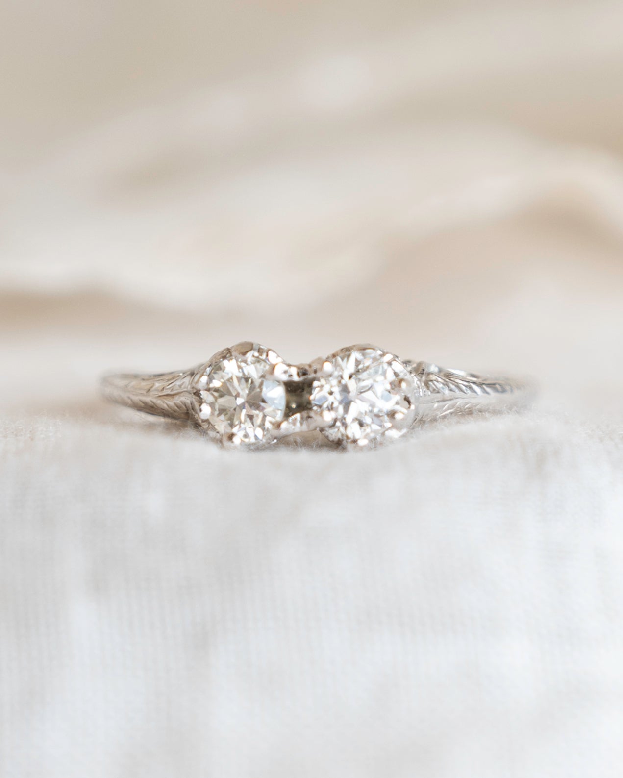 .32 Antique Art Deco Toi Et Moi Engagement Ring 18k