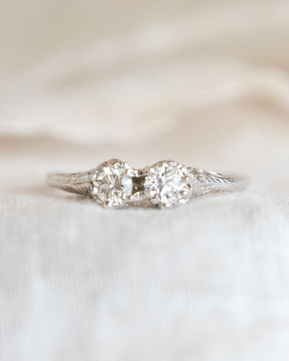 .32 Antique Art Deco Toi Et Moi Engagement Ring 18k