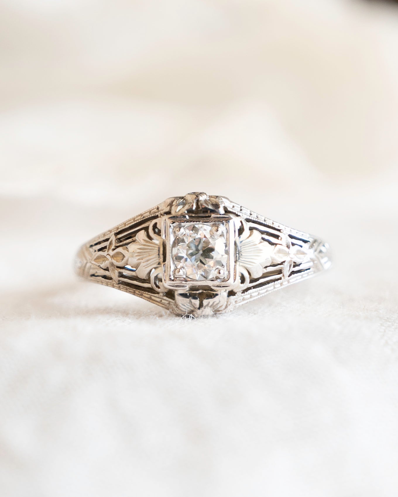 .24 Antique European Diamond Engagement Ring 18k