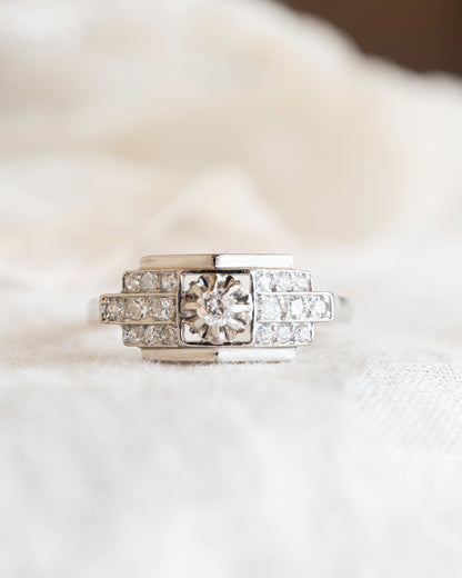 .07 Vintage 1950s Diamond Engagement Ring Platinum