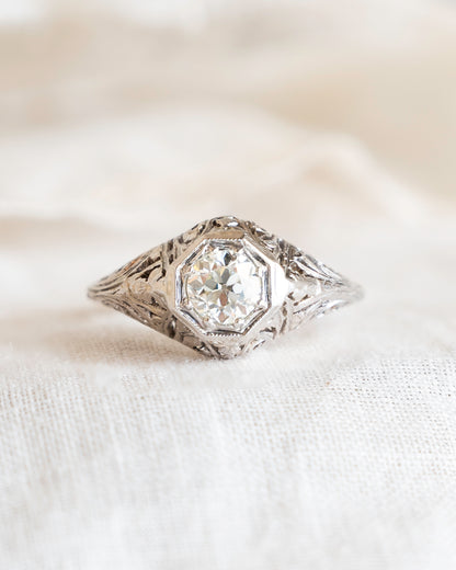 .52 Vintage Belais Deco Solitaire Engagement Ring 18k