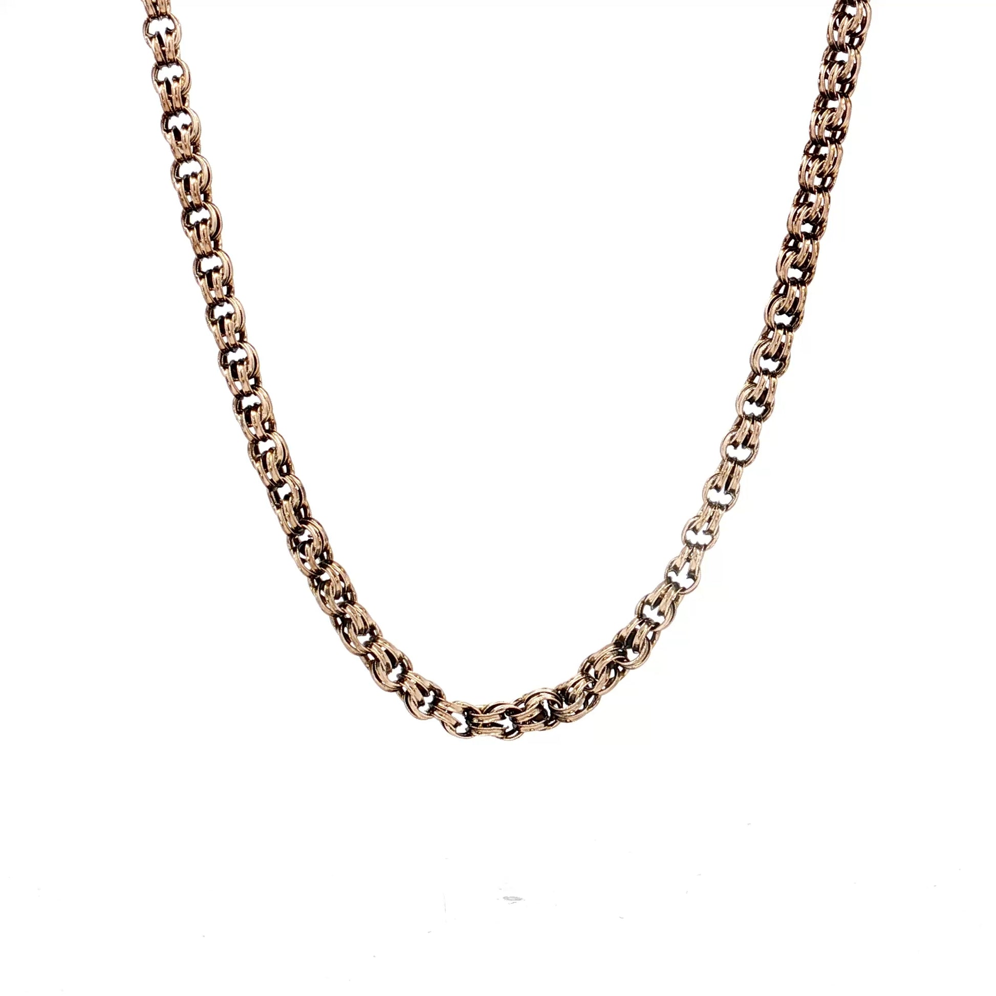 17 Inch Antique Victorian Rolo Chain Necklace in 14k