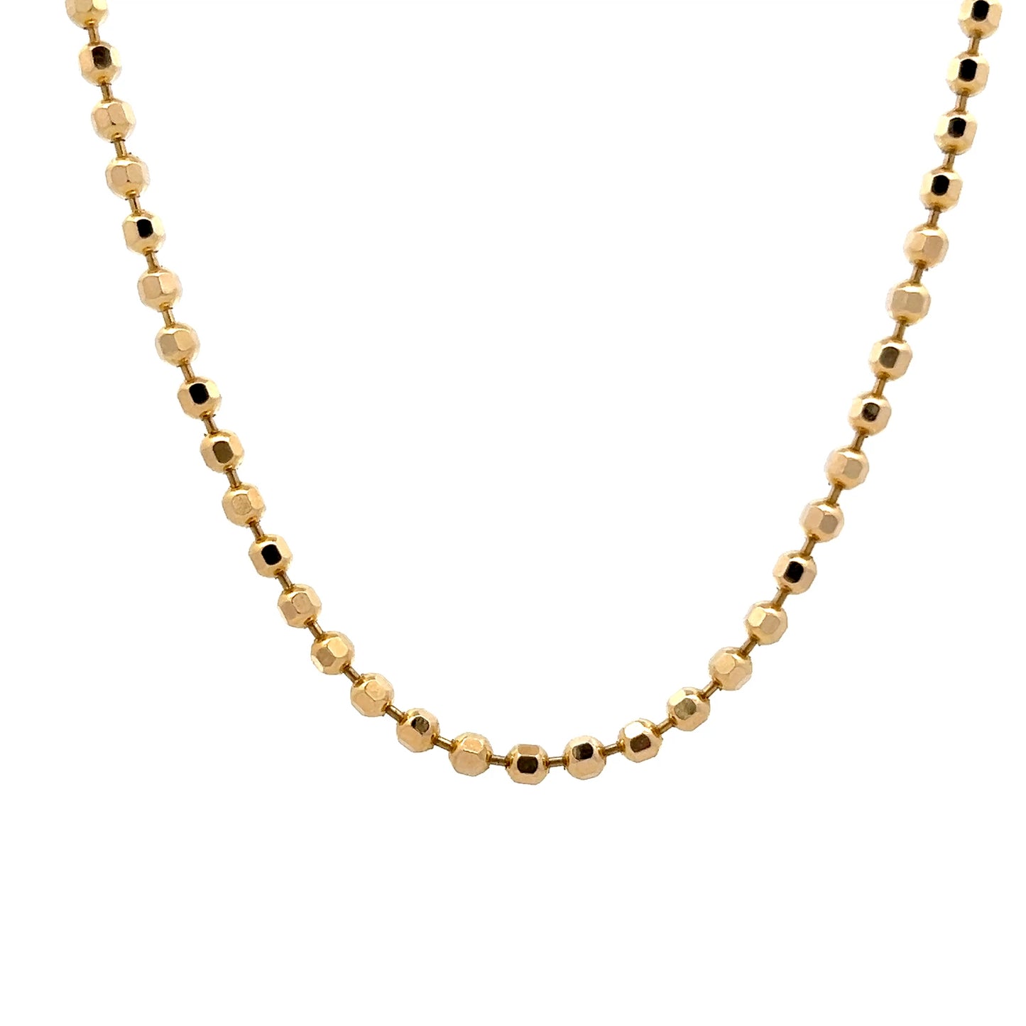 17 Inch Hammered Texture Bead Chain Necklace in 14k