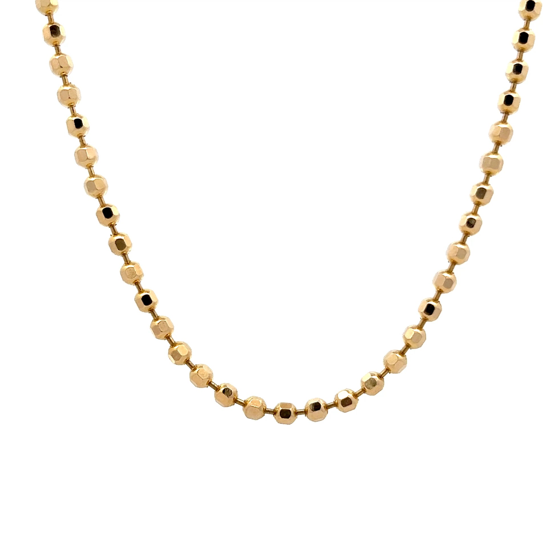 17 Inch Hammered Texture Bead Chain Necklace in 14k