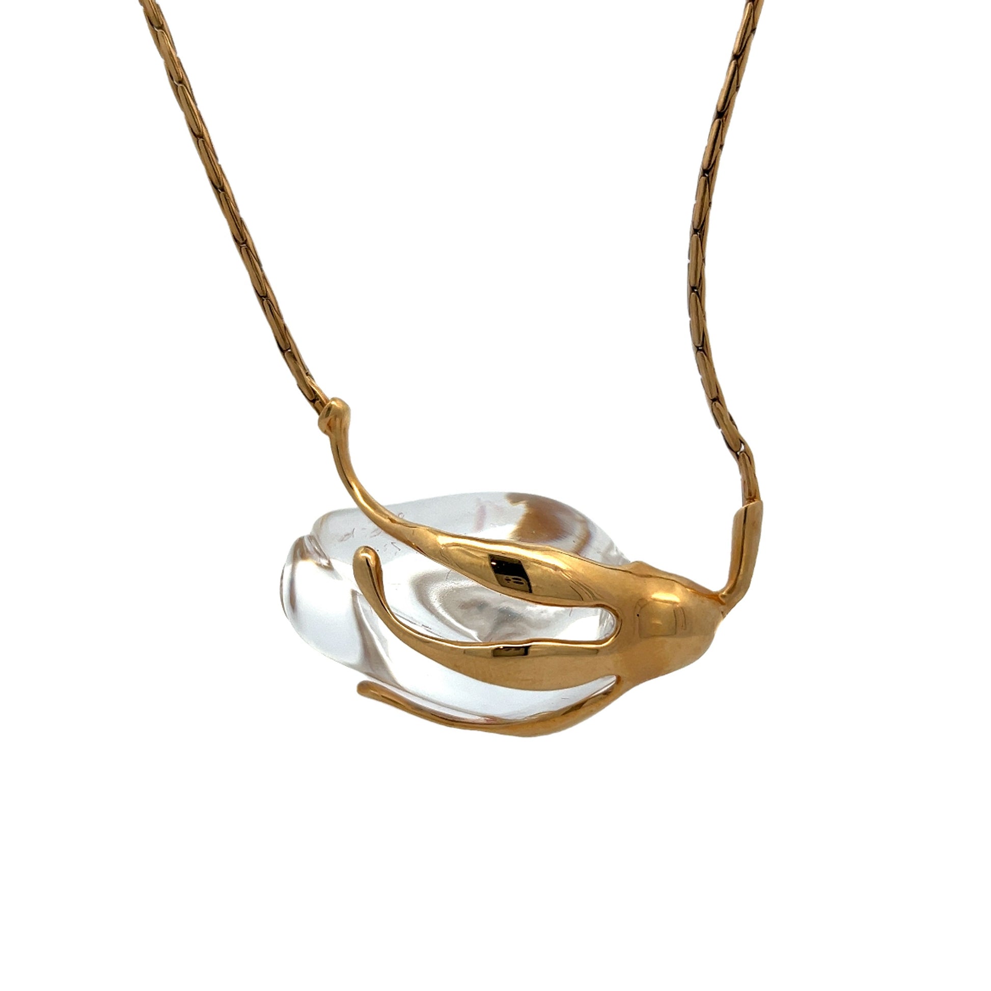 17 Inch Steuben Glass Pendant Necklace in 14k Yellow Gold