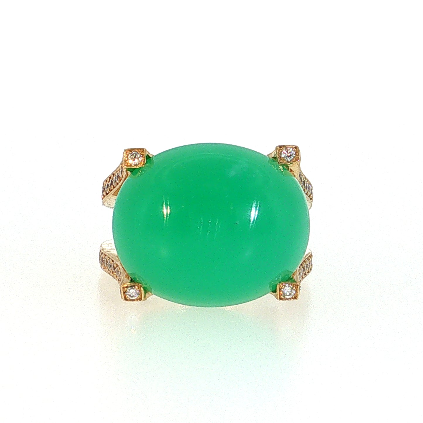 18.48 Chrysoprase Cocktail Ring 18k Yellow Gold
