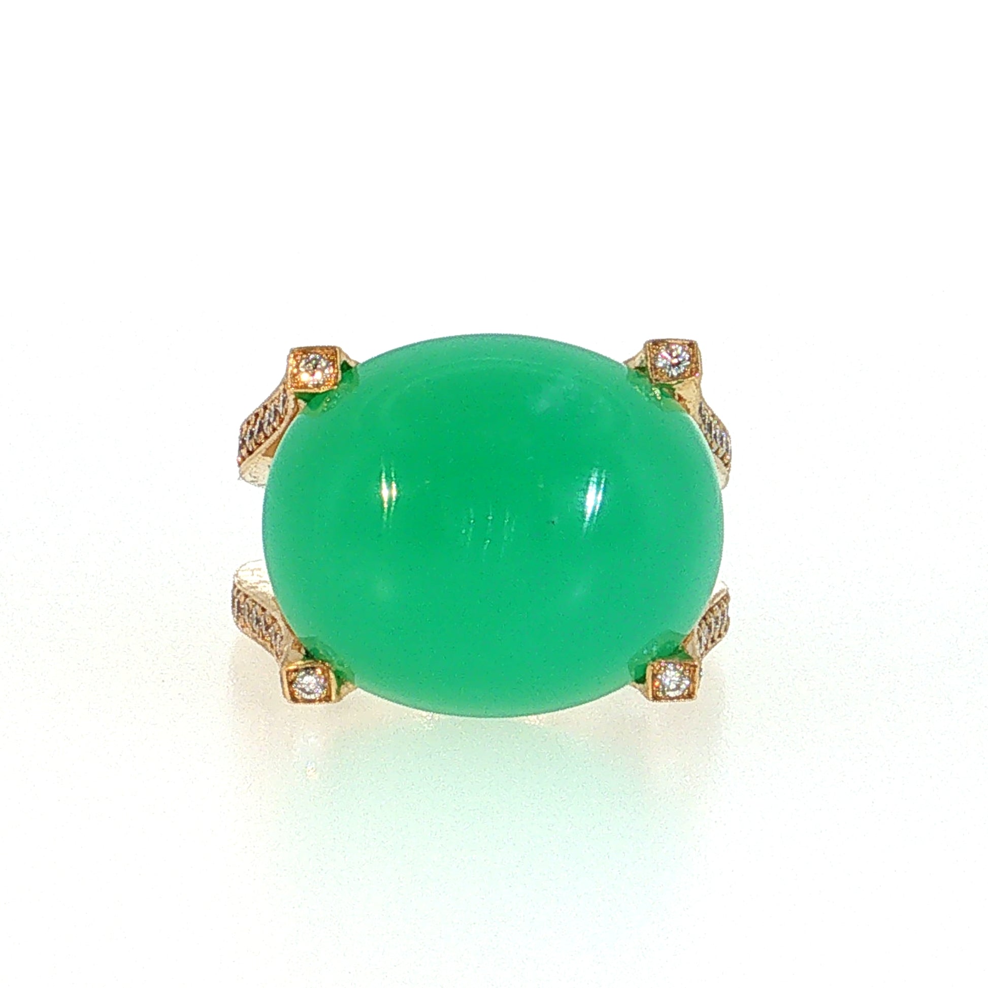 18.48 Chrysoprase Cocktail Ring 18k Yellow Gold