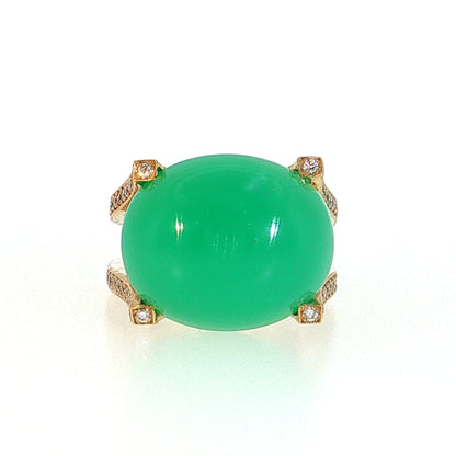18.48 Chrysoprase Cocktail Ring 18k Yellow Gold