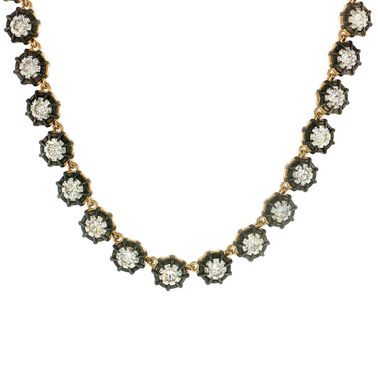 18.70 Diamond Tennis Necklace 18k & Sterling Silver
