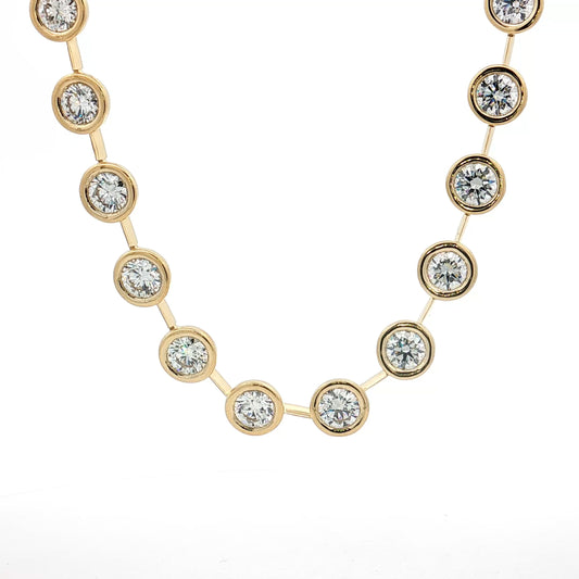 18.89 Round Brilliant Diamond Bezel Necklace 18k