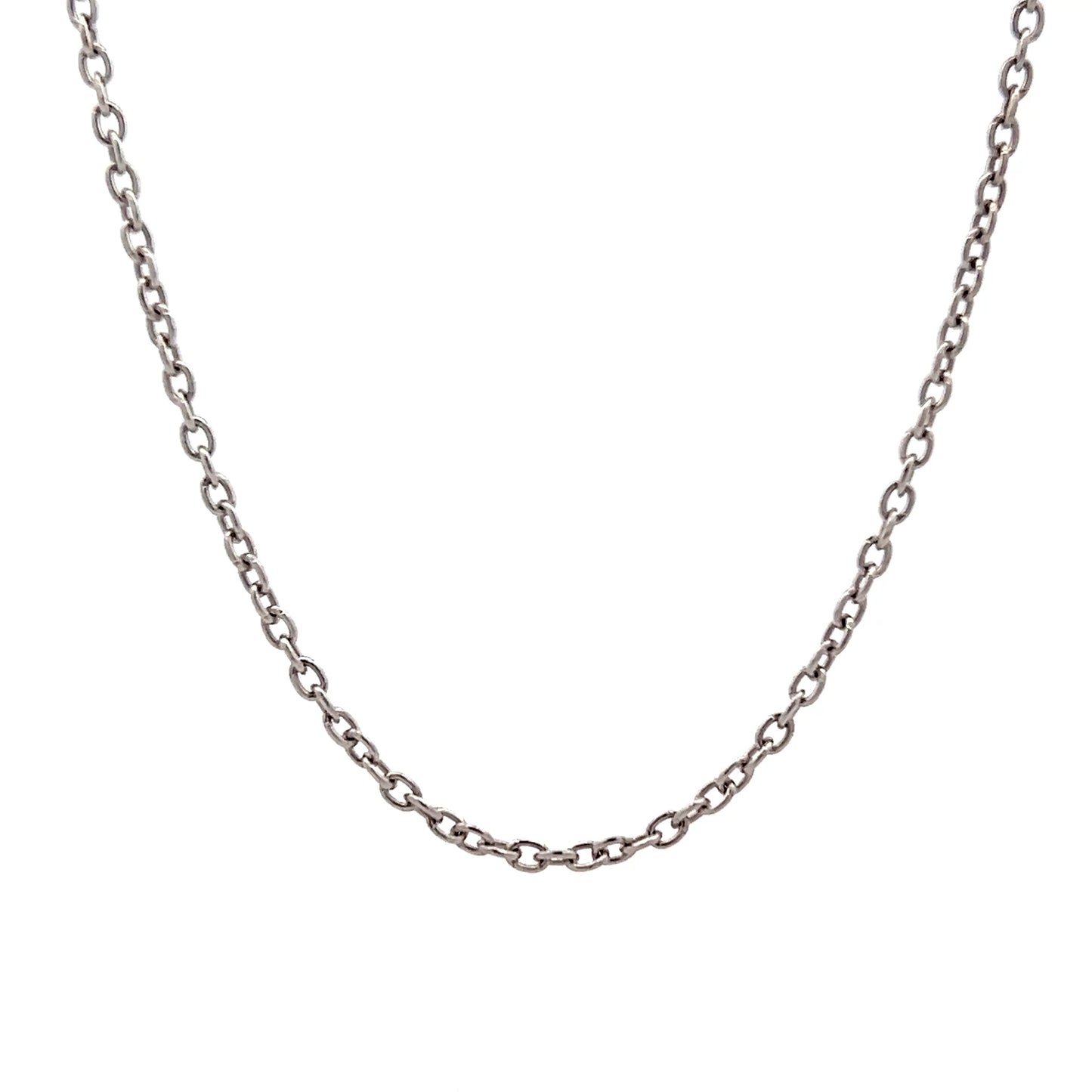 18" Cable Style Link Necklace in 14k White Gold