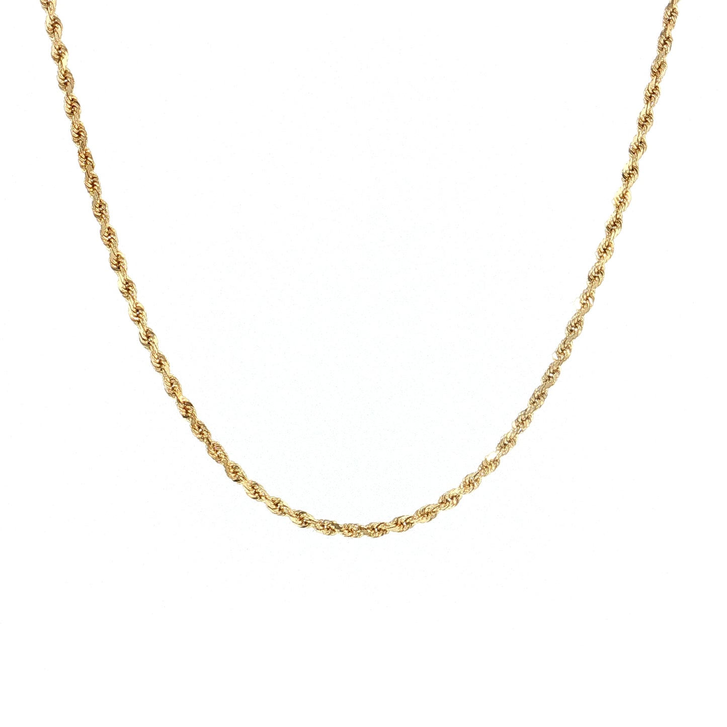 18" Diamond Cut Rope Chain Necklace 14k Yellow Gold