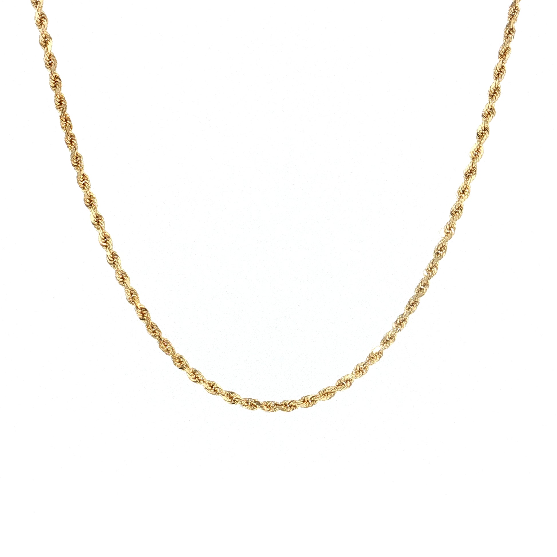 18" Diamond Cut Rope Chain Necklace 14k Yellow Gold