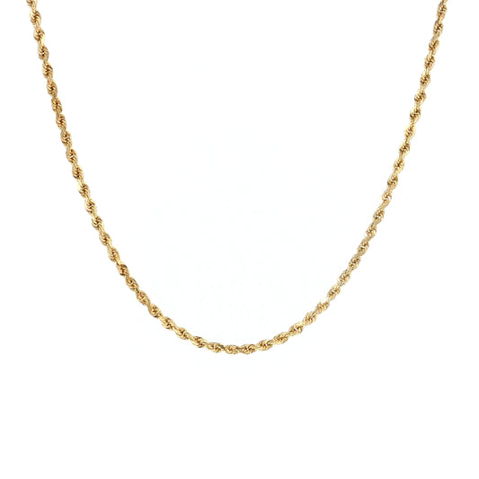 18" Diamond Cut Rope Chain Necklace 14k Yellow Gold