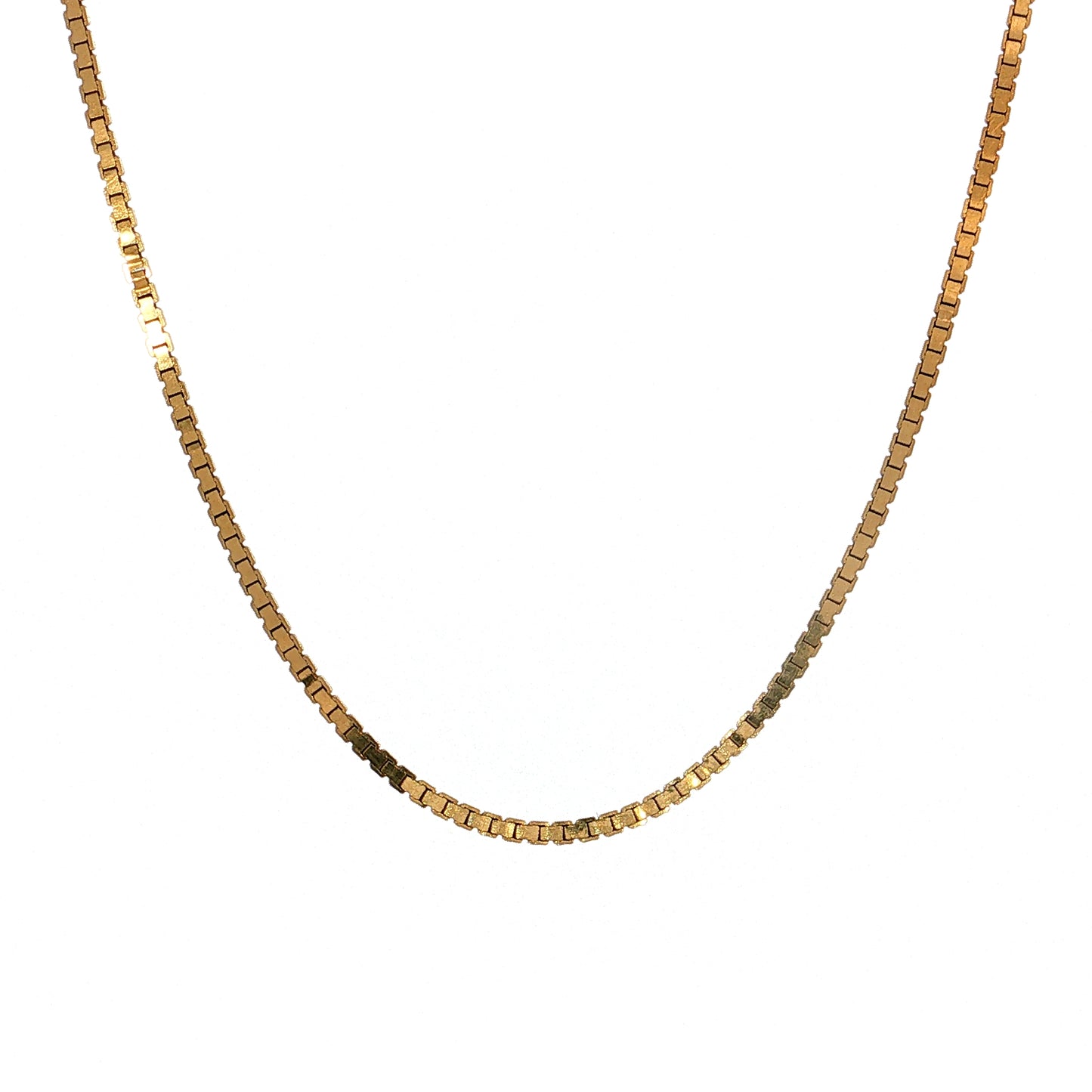 18" Flat Box Link Chain Necklace 14k Yellow Gold