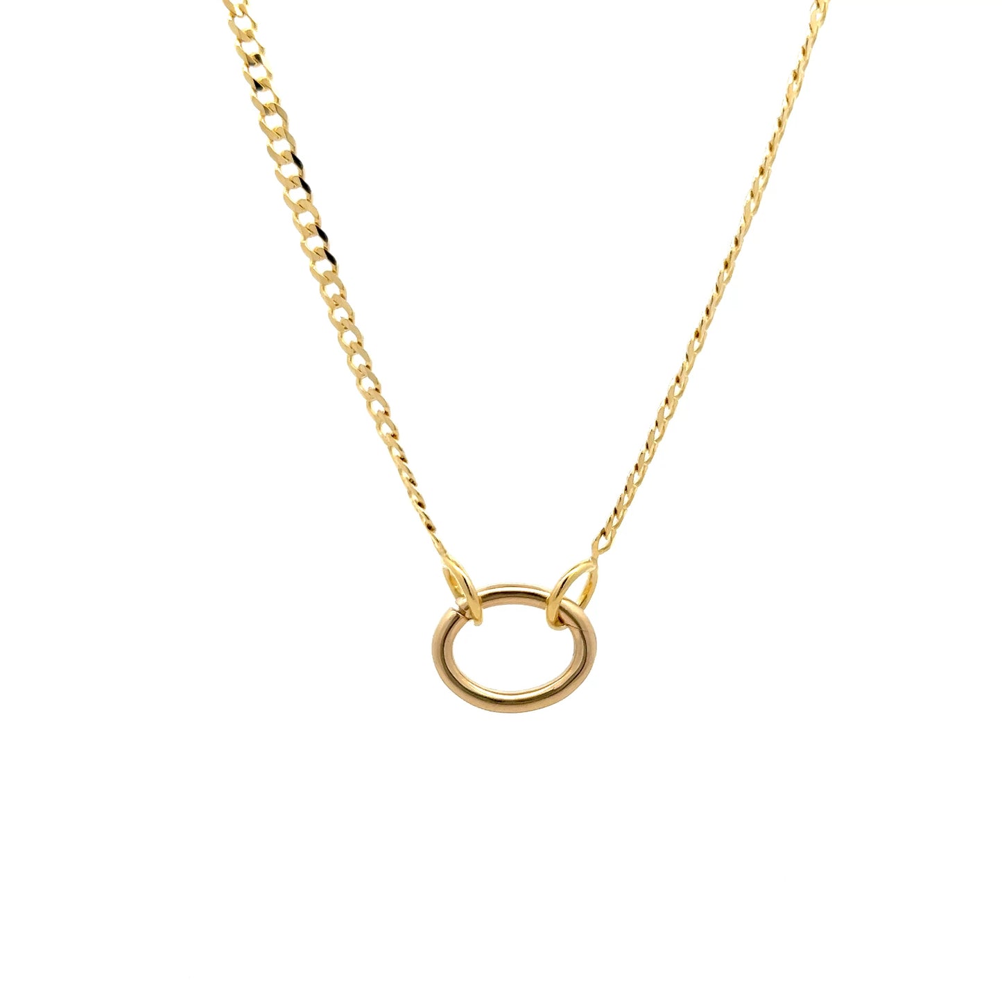 18" Flat Curb Link Pendant Necklace in 14k Yellow Gold