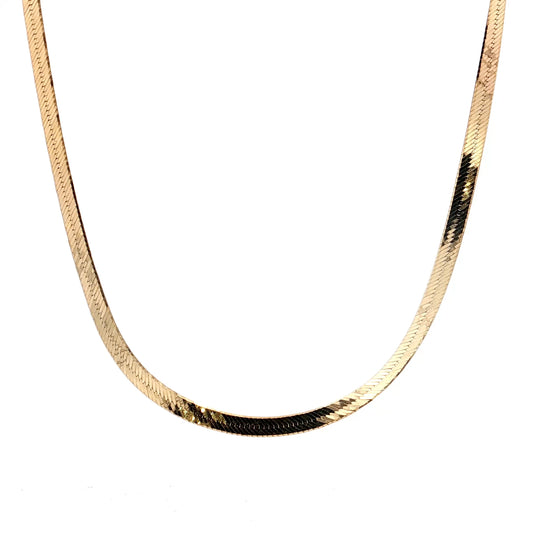 18" Herringbone Flat Weave Necklace in 14k Yellow Gold