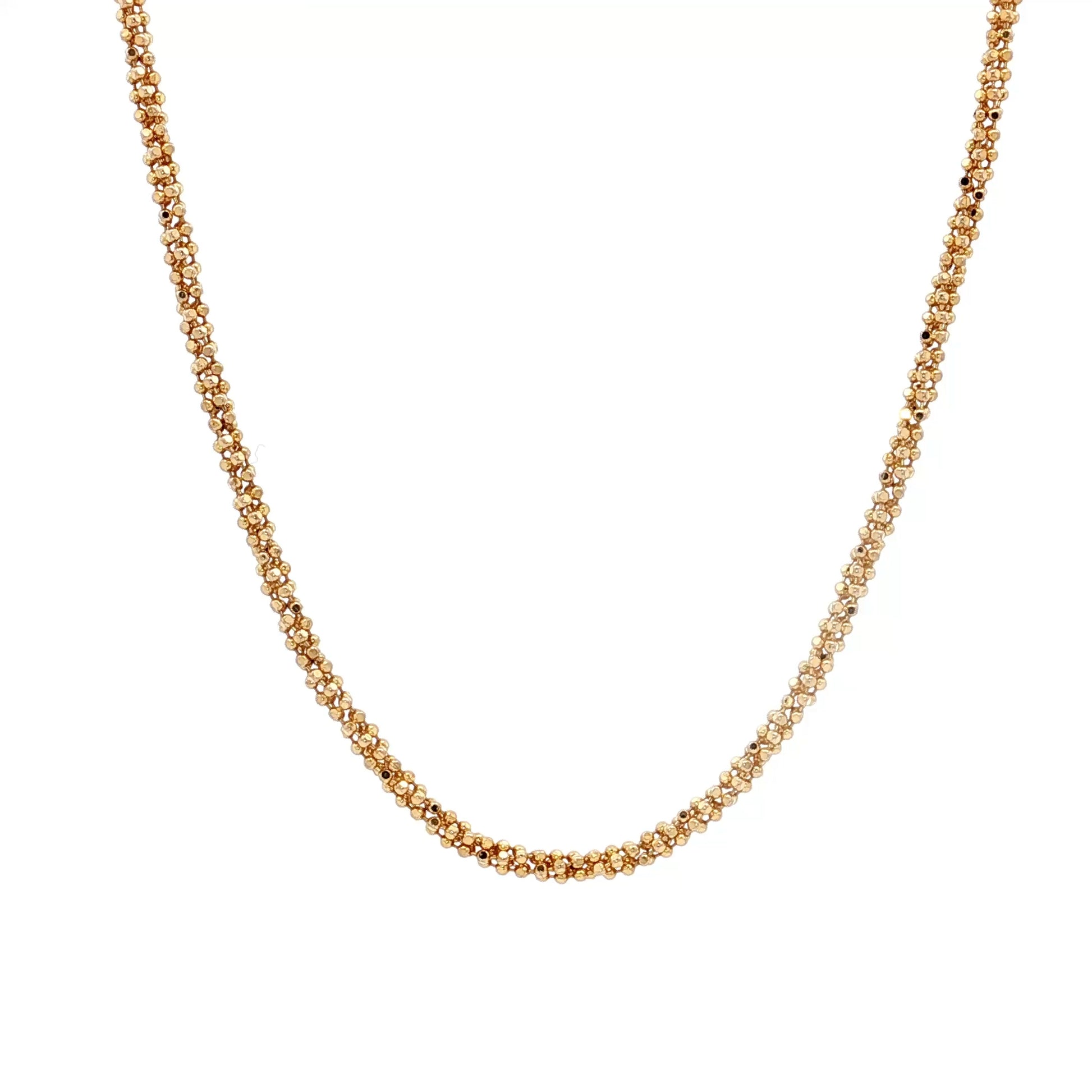 18 Inch Beaded Chain Necklace in 14k Yellow Gold