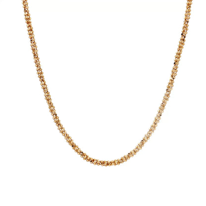 18 Inch Beaded Chain Necklace in 14k Yellow Gold