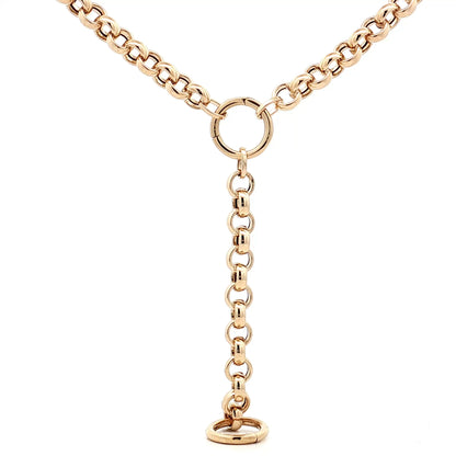 18 Inch Lariat Rolo Chain Necklace in 14k Yellow Gold
