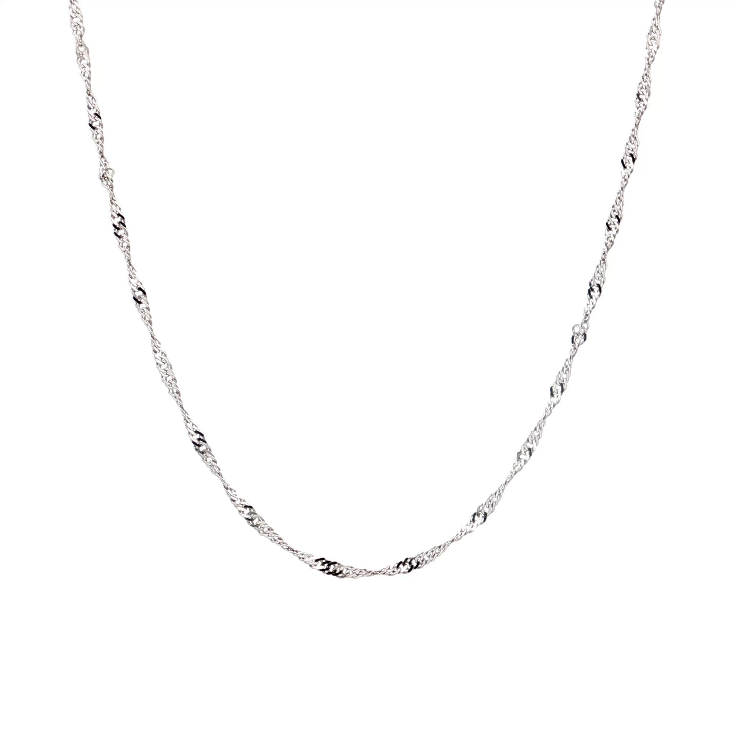 18 Inch Singapore Chain Necklace in 14k White Gold