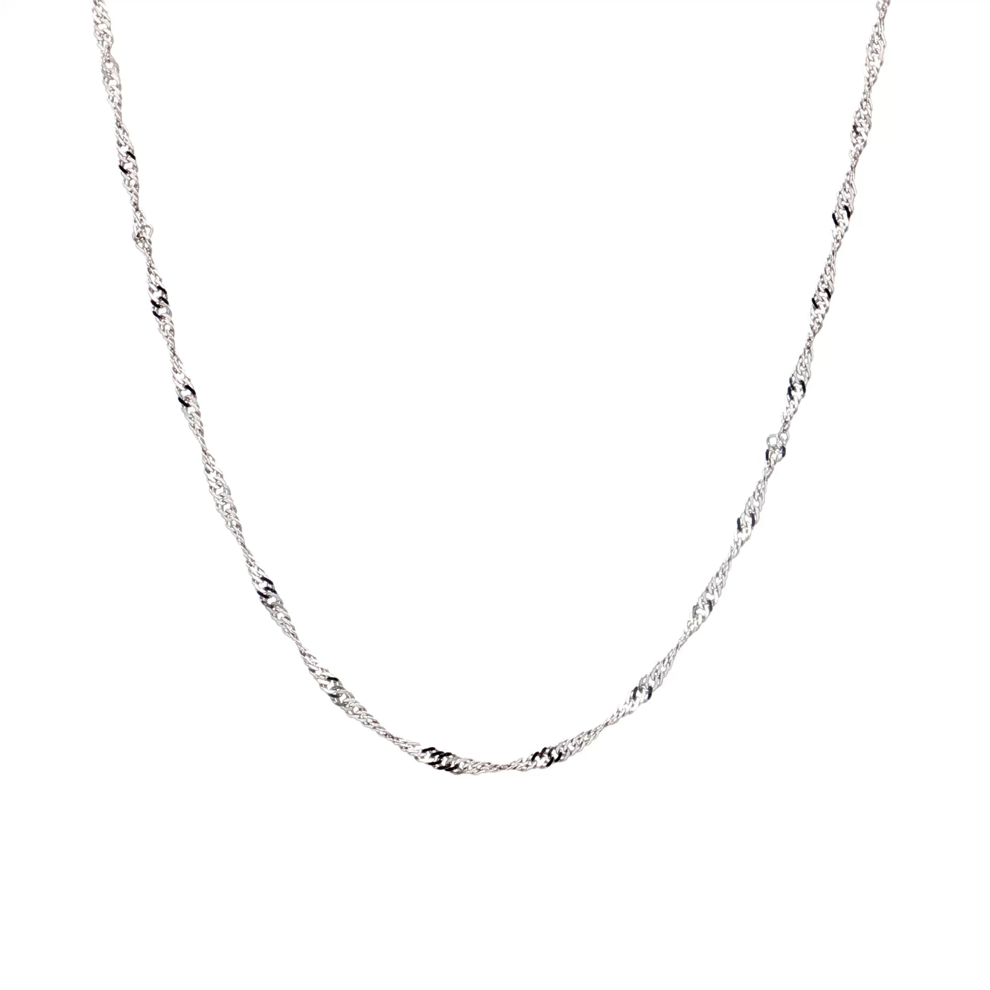 18 Inch Singapore Chain Necklace in 14k White Gold