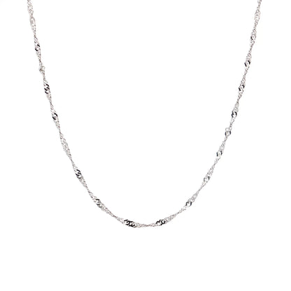 18 Inch Singapore Chain Necklace in 14k White Gold