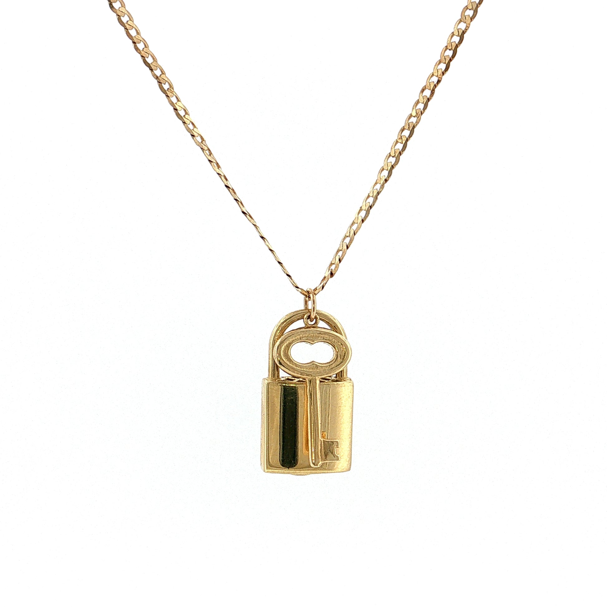 18" Padlock Pendant Necklace 14k Rose Gold