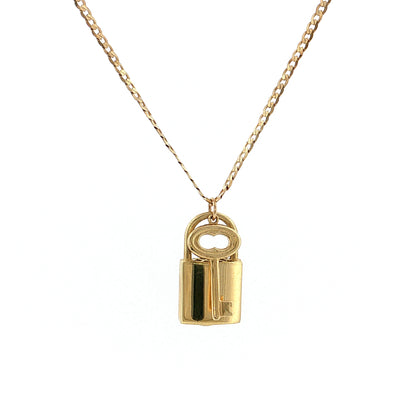 18" Padlock Pendant Necklace 14k Rose Gold